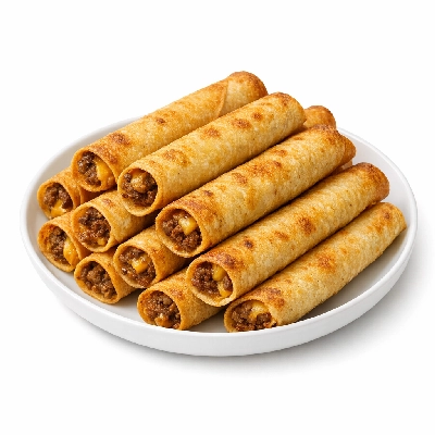 Taquitos frozen beef and cheese oven-heated