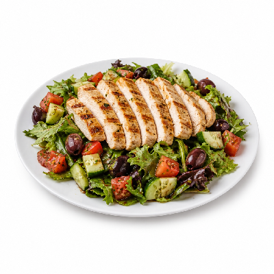 Taziki's Mediterranean Salad with Grilled Chicken and Balsamic Dressing