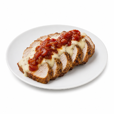 Taziki's Sauces Tomato Chutney Aioli with Pork Loin