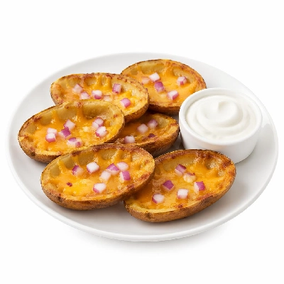 Tesco Fresh Food Cheese and Onion Loaded Potato Skins Soured Cream Dip