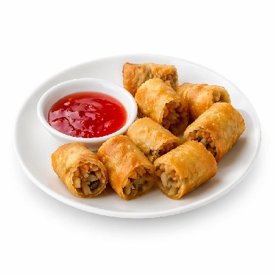 Tesco Fresh Food Chinese Selection and Sweet Chilli Dip Vegetable Spring Rolls