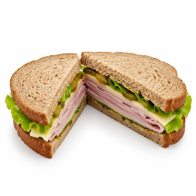 Tesco Fresh Food Ham Cheese Pickle and Lettuce Brown Bread Sandwich