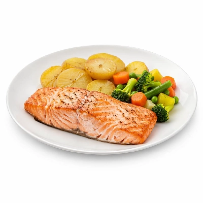 Tesco Frozen Food Ready Meals Pizza Steam Meal Salmon, Potatoes and Vegetable