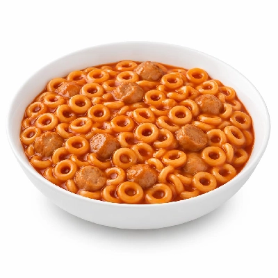 Tesco Kitchen Cupboard Tins Packets & Jars Tinned Beans Pasta Spaghetti Hoops HP Scooby Doo with Barbeque Sausages