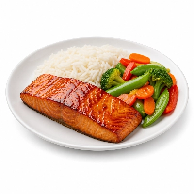 TGI Fridays Dragon-Glaze Salmon (Includes Jasmine Rice and Veggies)