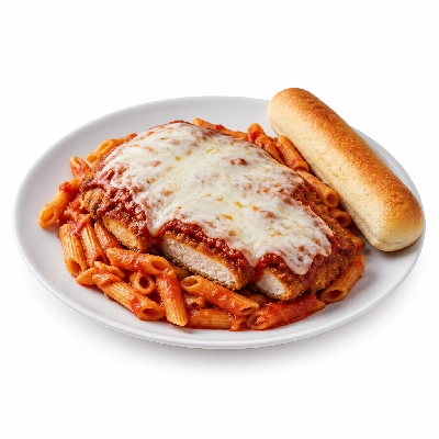 TGI Fridays Lunch Chicken Parmesan Pasta with Breadstick