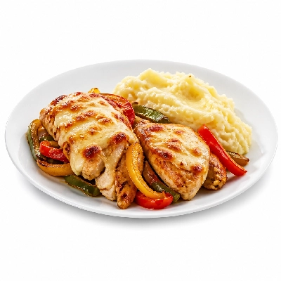 TGI Fridays Sizzling Chicken & Cheese (with Peppers and Mashed Potatoes)