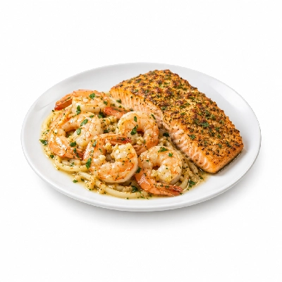 The Cheesecake Factory Factory Combinations Shrimp Scampi and Herb Crusted Salmon