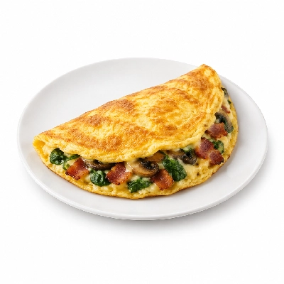 The Cheesecake Factory Spinach, Mushroom Bacon and Cheese Omelette