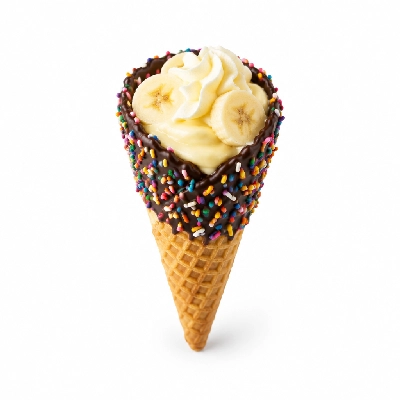 The Yard Milkshake Bar Banana Pudding Sugar Cone Dipped in Chocolate and Sprinkles