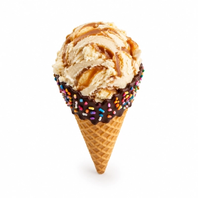 The Yard Milkshake Bar Caramel Cheesecake Cookie Monster Little Waffle Cone Dipped in Chocolate and Sprinkles