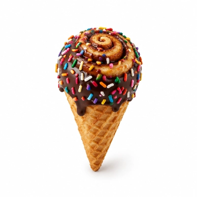 The Yard Milkshake Bar Cinnamon Bun Little Waffle Cone Dipped in Chocolate and Sprinkles