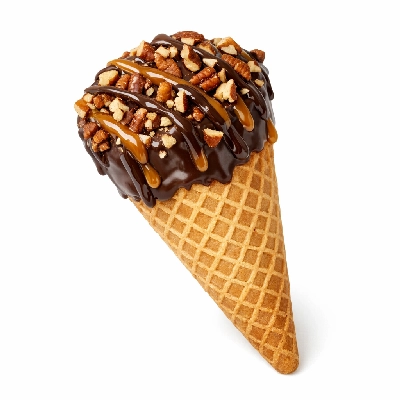 The Yard Milkshake Bar No Sugar Added Turtle Sundae Sugar Cone Dipped in Chocolate