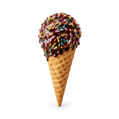 The Yard Milkshake Bar No Sugar Added Turtle Sundae Little Waffle Cone Dipped in Chocolate and Sprinkles