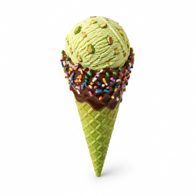 The Yard Milkshake Bar Pistachio Sugar Cone Dipped in Chocolate and Sprinkles
