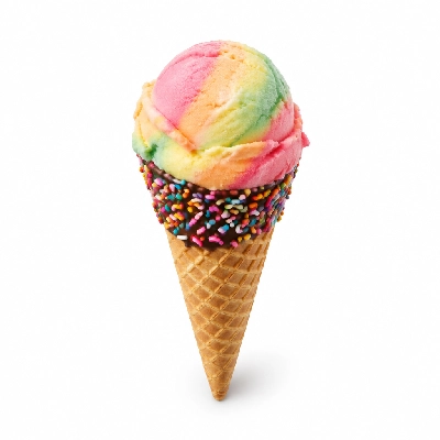 The Yard Milkshake Bar Rainbow Sherbet Sugar Cone Dipped in Chocolate and Sprinkles
