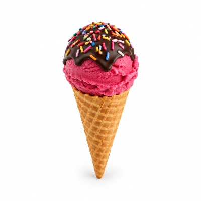 The Yard Milkshake Bar Raspberry Sorbet Sugar Cone Dipped in Chocolate and Sprinkles