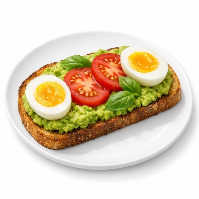 Tomato Basil Avocado Toast & Eggs