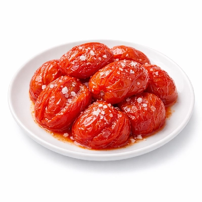 Tomatoes red ripe cooked with salt