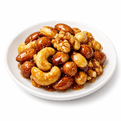 Toppings nuts in syrup