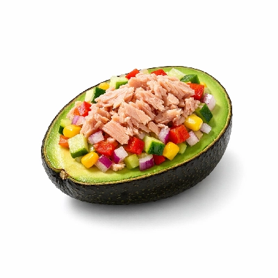 Tuna Stuffed Avocado & Fresh Veggies