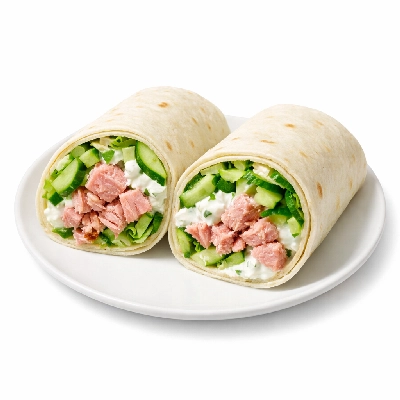 Tuna Wrap, Raw Veggies & Tzatziki Sauce