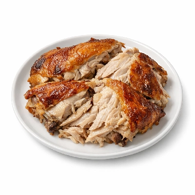 Turkey all classes back meat and skin cooked roasted