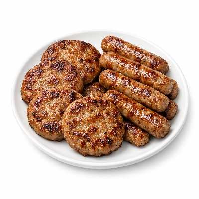 Sausage turkey and pork patty or link cooked