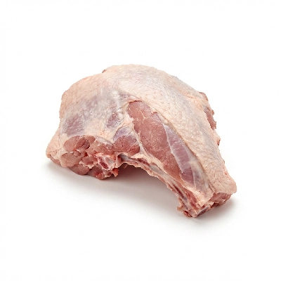 Turkey back from whole bird enhanced meat and skin raw