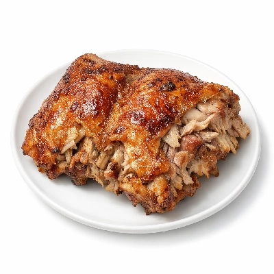 Turkey back from whole bird enhanced meat and skin roasted