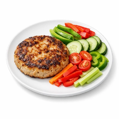 Turkey Burger & Raw Veggies