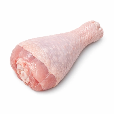 Turkey drumstick from whole bird enhanced meat only raw