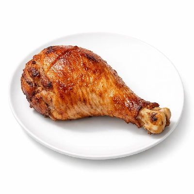 Turkey drumstick from whole bird enhanced meat only roasted