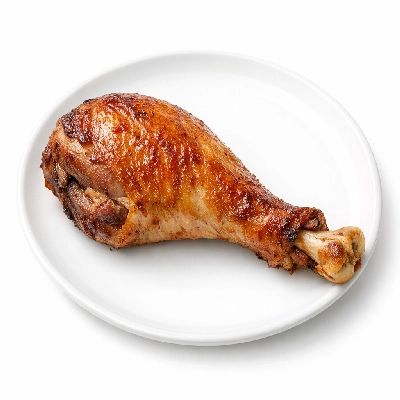 Turkey drumstick from whole bird meat only roasted