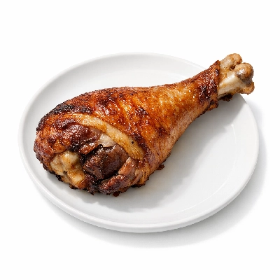 Turkey drumstick roasted meat and skin