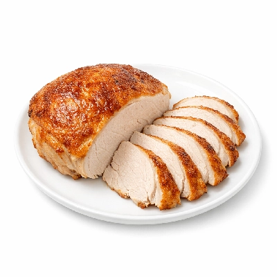 Turkey fryer-roasters breast meat and skin cooked roasted