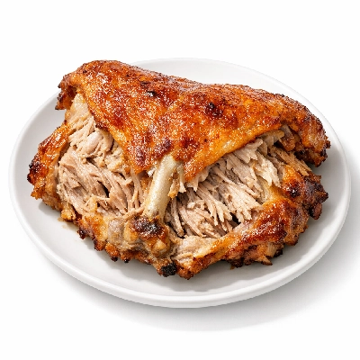 Turkey young hen back meat and skin cooked roasted