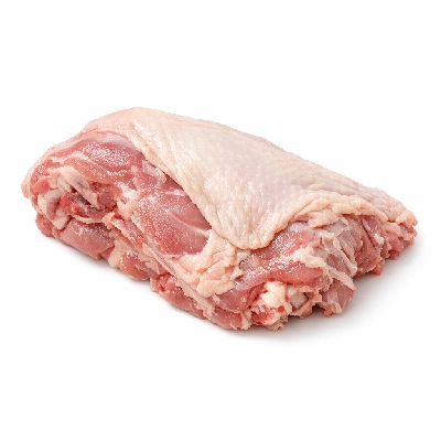 Turkey young hen back meat and skin raw