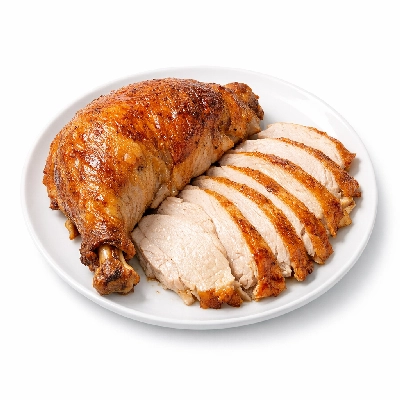 Turkey young hen meat and skin cooked roasted