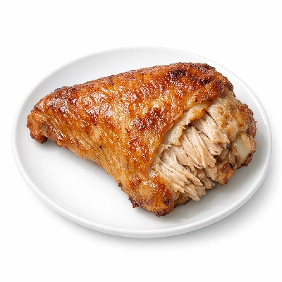 Turkey young hen wing meat and skin cooked roasted