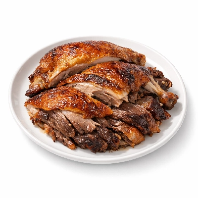 Turkey young tom dark meat and skin cooked roasted