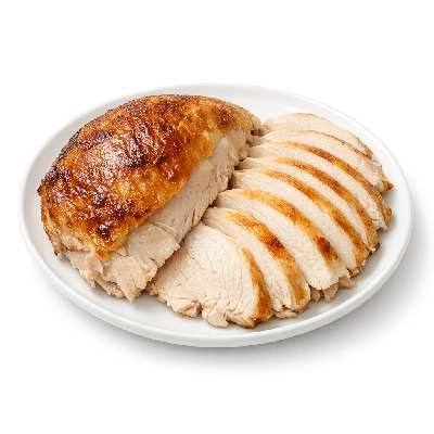 Turkey young tom light meat and skin cooked roasted