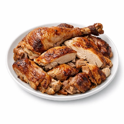 Turkey young tom meat and skin cooked roasted