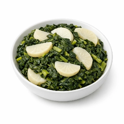 Turnip greens and turnips frozen cooked boiled drained without salt