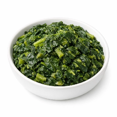 Turnip greens frozen cooked boiled drained with salt