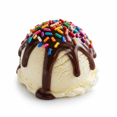 Valentino's Kids Vanilla Ice Cream with Chocolate Syrup and Rainbow Sprinkles