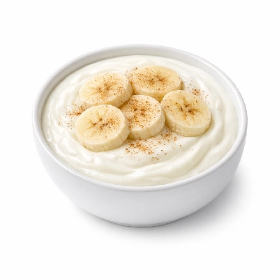 Vanilla Yogurt with Banana Slices and Cinnamon