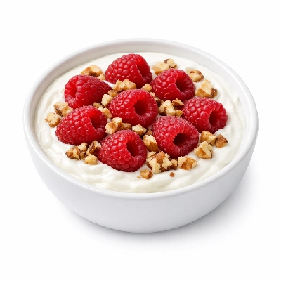 Vanilla Yogurt, Raspberries & Walnuts