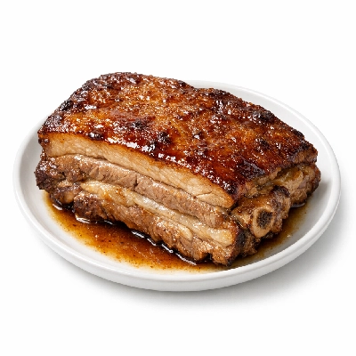 Veal breast point half boneless separable lean and fat cooked braised