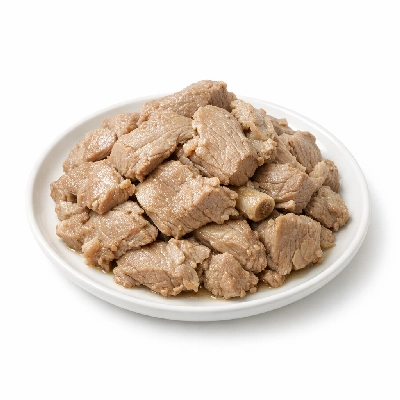 Veal composite of trimmed retail cuts separable fat cooked